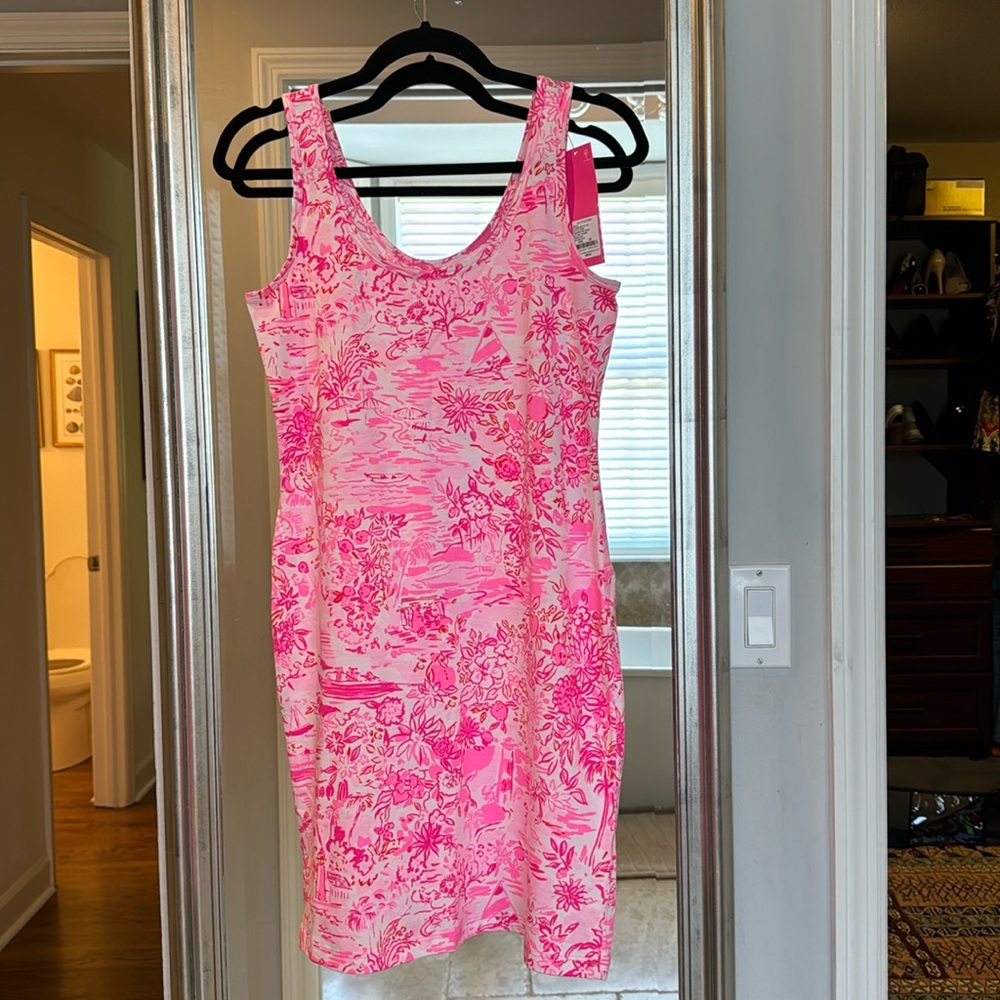 NWT Lilly Pulitzer Newberri Tank Dress Peony Pink Seaside Scene Size XS
